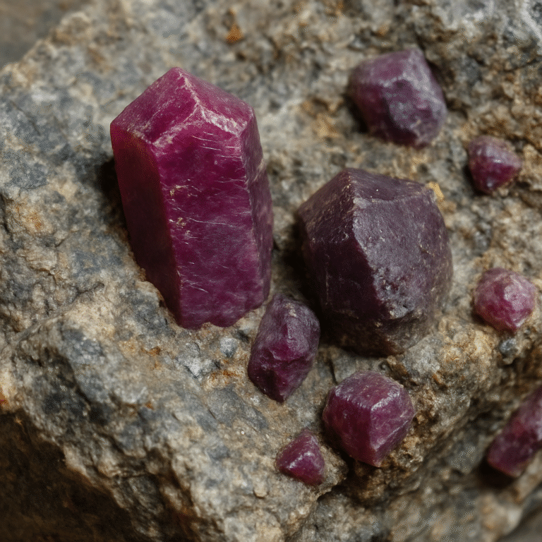 Natural corundum formation in rocks