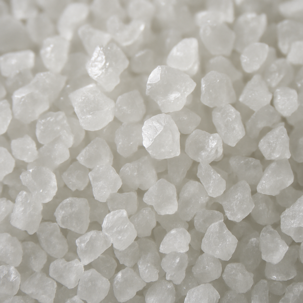 Close-up of white fused alumina crystals