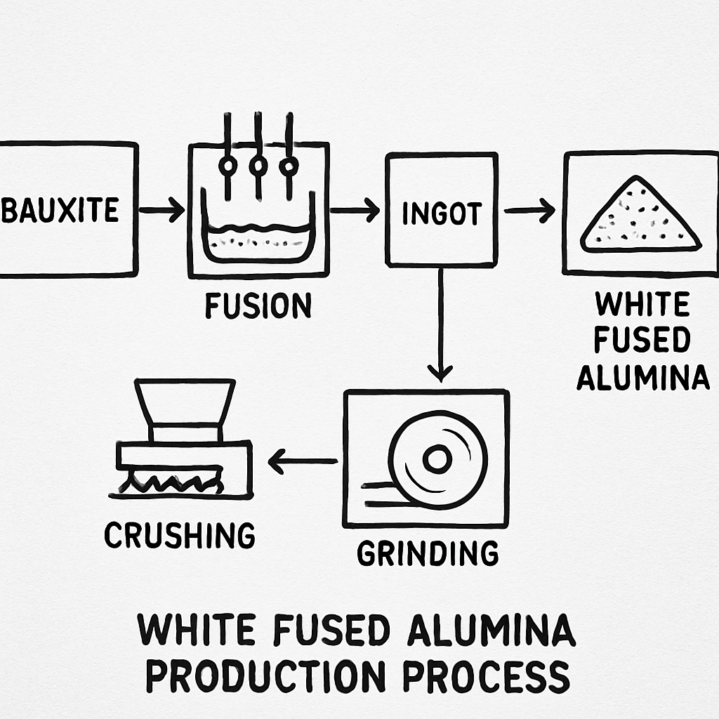 Diagram of white fused alumina production process