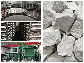 Collage of industrial scenes showcasing alumina production processes, including equipment, raw materials, and manufacturing facilities for high-purity alumina