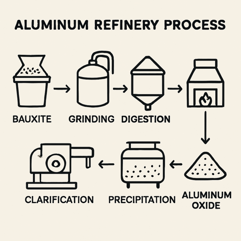 Diagram of an aluminum refinery process
