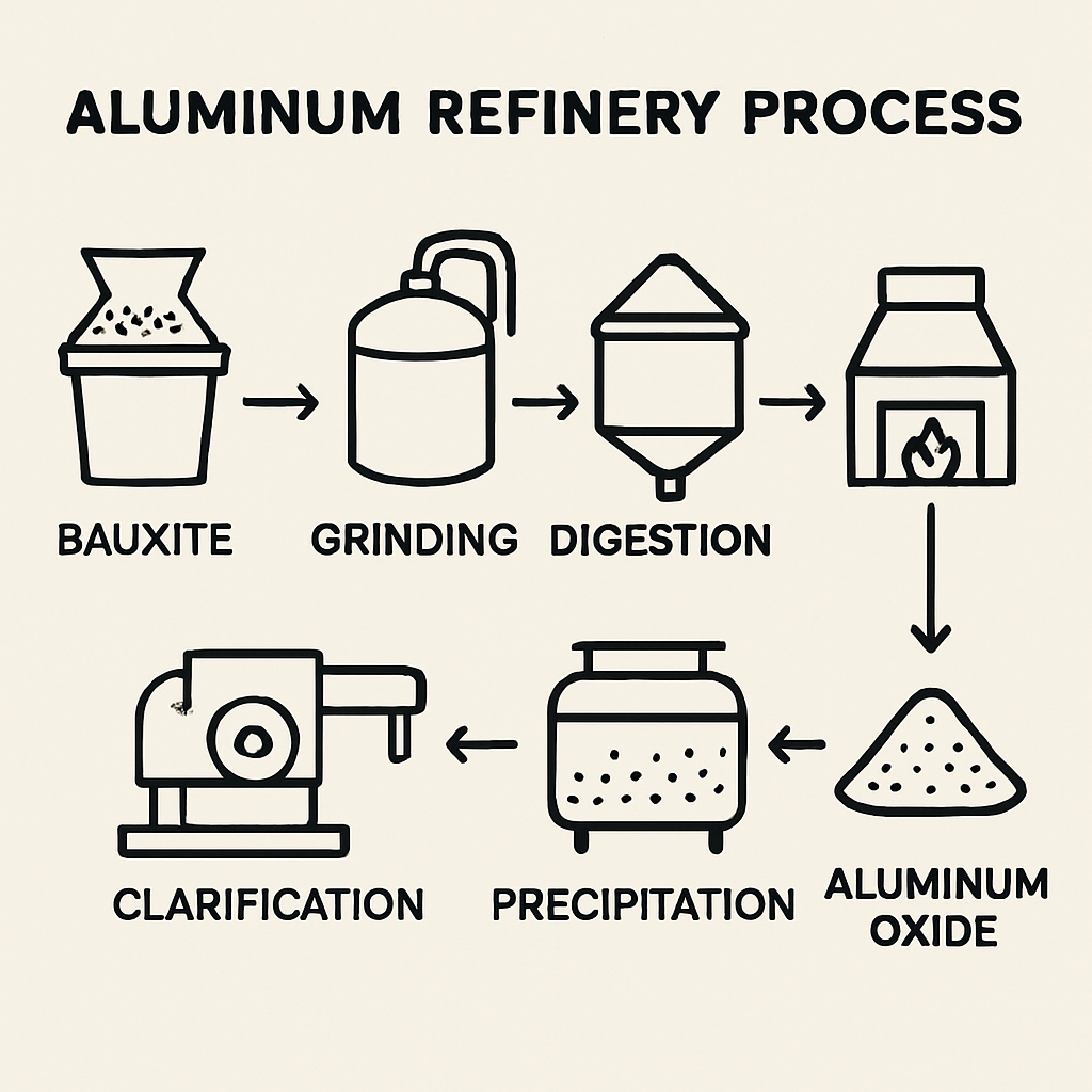 Diagram of an aluminum refinery process