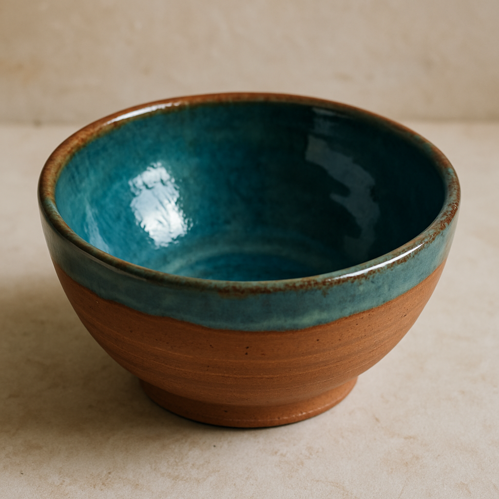 Clay bowl with glaze alumina in clay