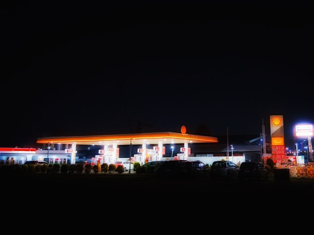 Alumina refinery at night