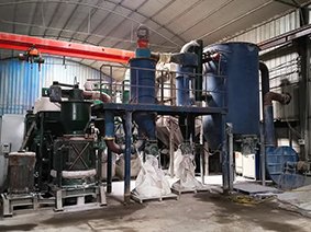 Industrial processing equipment in a factory for alumina production, showcasing machinery used in manufacturing high-purity alumina materials