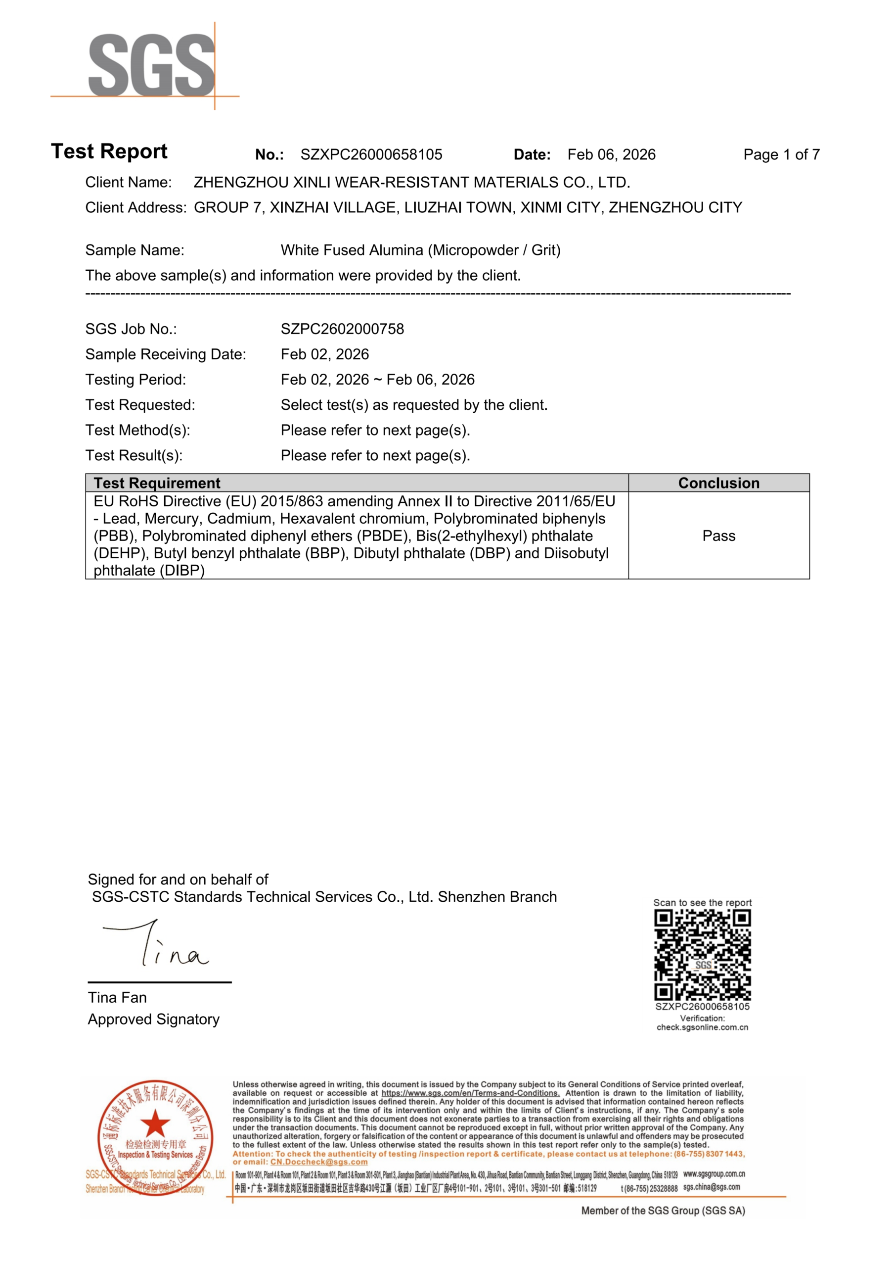 White Fused Alumina White Corundum 14 Test Report 2